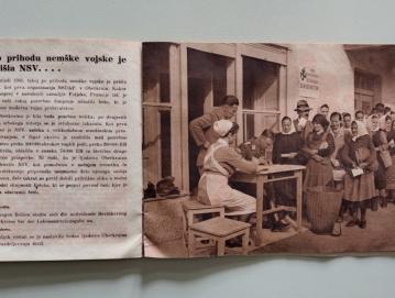 V nacističnem propagandnem letaku je tudi fotografija izpred Jamarjeve trgovine v Poljanah. Foto: Jure Ferlan
