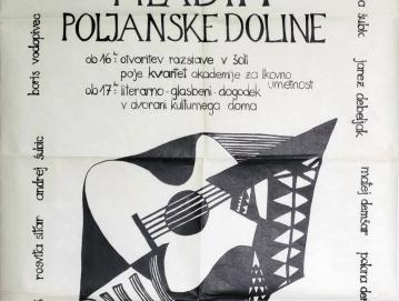 Vabilo na dogodek Umetnost mladih Poljanske doline izpred dvajsetih let FOTO: ARHIV DRUŠTVA