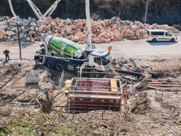 Betoniranje sten pri črpališču Kopačnica FOTO: ARHIV OBČINE