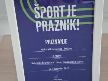 Občina Gorenja vas – Poljane osvojila odlično 2. mesto v akciji Nabiramo kilometr
