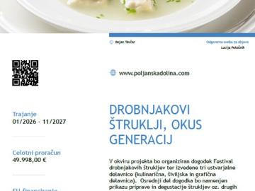 Projekt: DROBNJAKOVI ŠTRUKLJI NA ŽUP, OKUS GENERACIJ 