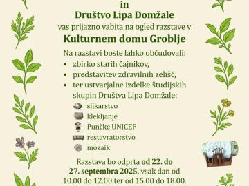 Društvo Lipa Domžale v sodelovanju s Turističnim društvom Jarše-Rodica vabi na razstavo 