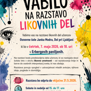 Slika za novico UČENCI OŠ JANKA MODRA, DOL PRI LJUBLJANI BODO SVOJA LIKOVNA DELA RAZSTAVILI V ERBERGOVIH PAVILJONIH