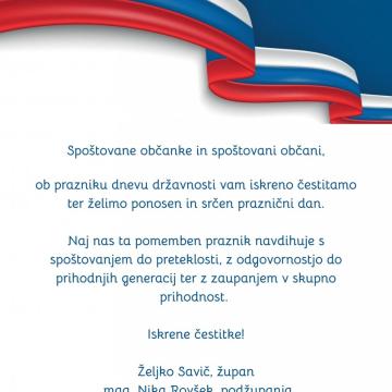 Slika za novico ČESTITKA OB DNEVU DRŽAVNOSTI