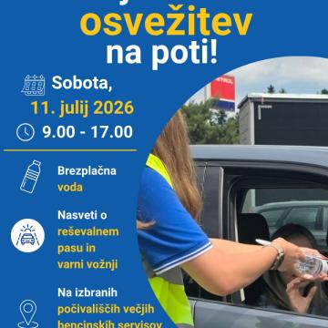 Slika za novico Agencija za varnost prometa bo ob začetku turistične sezone na počivališčih ob avtocestah delila vodo in pozivala k varni vožnji 