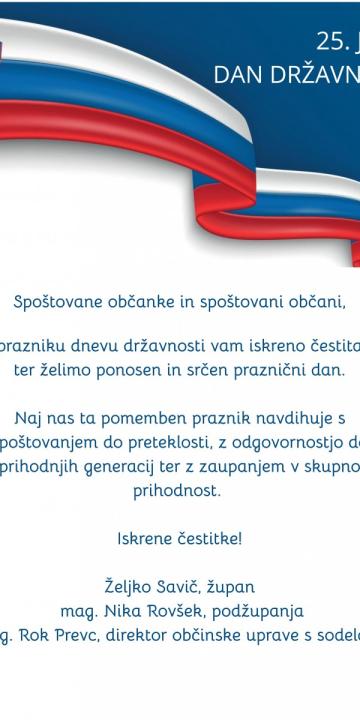 Slika za novico ČESTITKA OB DNEVU DRŽAVNOSTI