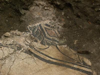 Med najdbami na Glavnem trgu je tudi mozaik iz srednjega veka. (Foto: ZVKDS)