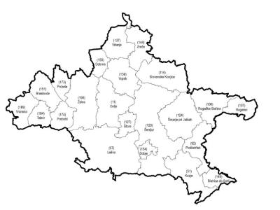 Zemljevid občin, ki so po predlogu del Celjske pokrajine. (Vir: Državni svet)