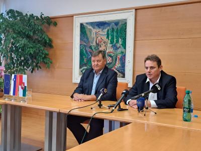 Minister Aleksander Jevšek in šentjurski župan sta govorila o črpanju evropskega denarja. (Foto: Štajerski val) 