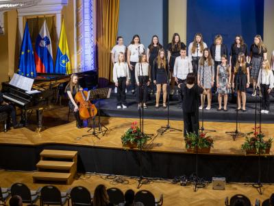 Mladinski pevski zbor Glasbene šole Rogaška Slatina je na tekmovanju od 100 možnih točk prejel 92,3 točke in tako zlato priznanje z odliko. (Foto: GŠ RS/Andreja Ravnak)  