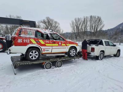 Poškodovani poveljniški avto je šel v uničenje. (Foto: PGD Šentjur)