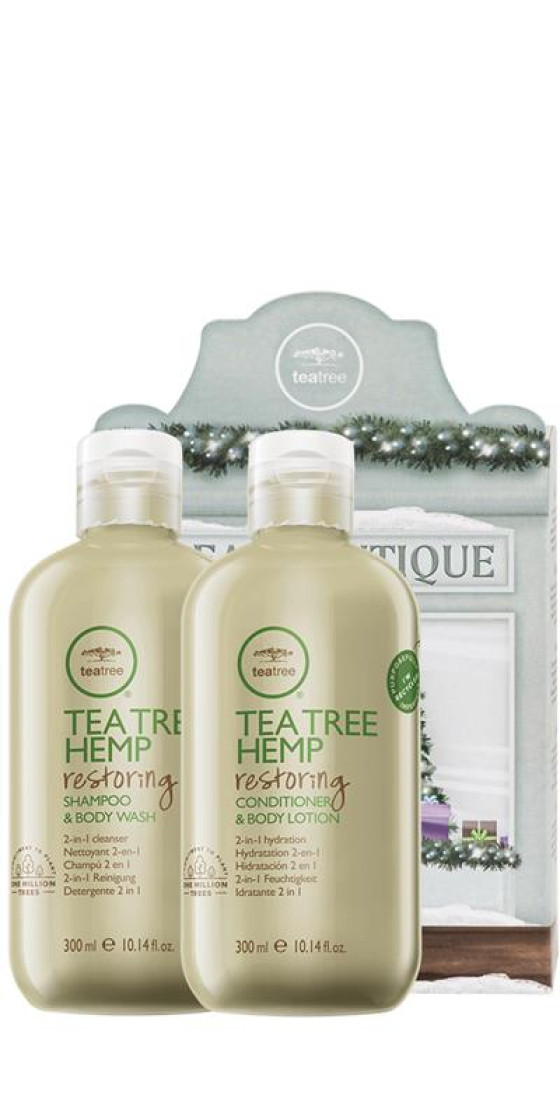 Komplet izdelkov za nego las in telesa s hranilno močjo konoplje