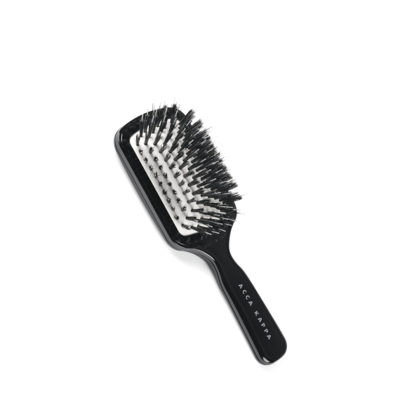 Plastična ploščata krtača z naravnimi ščetinami potovalne velikosti