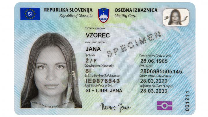 Vzorec nove biometrične osebne izkaznice | Avtor Ministrstvo za notranje zadeve