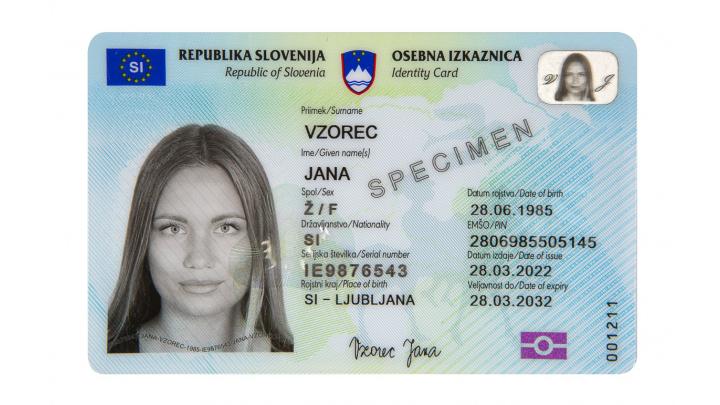 Vzorec nove biometrične osebne izkaznice | Avtor Ministrstvo za notranje zadeve