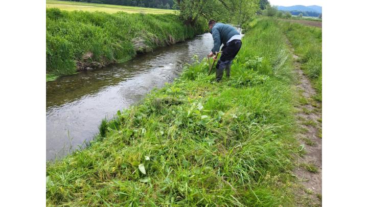 Košnja brežine vodotoka. Foto: Direkcija RS za vode