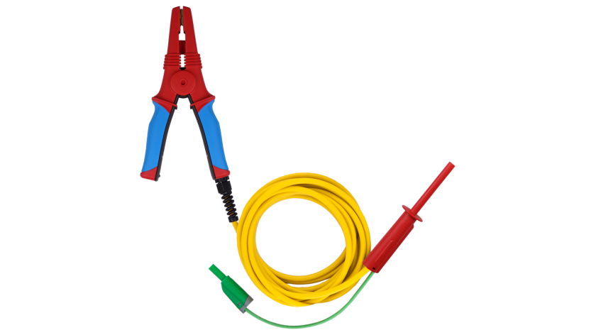A 1823 RED 5M HV shielded test lead with large black HV test clip