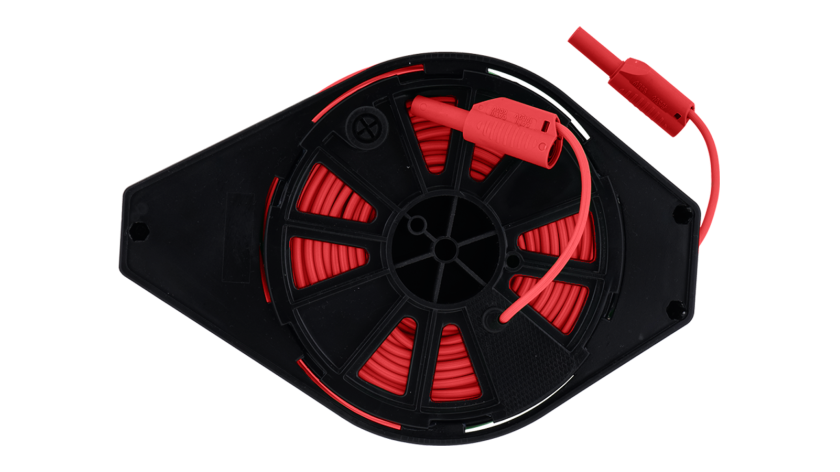 A 1654 Test lead on a cable reel, 50 m, red, 2.5 mm2, extendable
