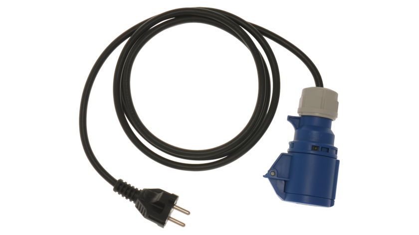 A 1418 Einphasenadapter 16-A-Buchse, 3-polig/16-A-Schukostecker, 2 m