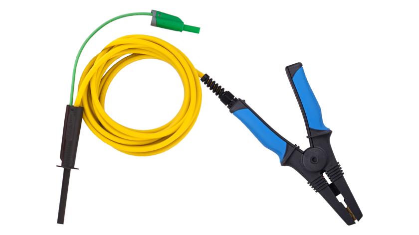 A 1539 BLK 2M5Cocodrilo negro grande de AT con cable apantallado de AT y terminal de AT, 2.5m