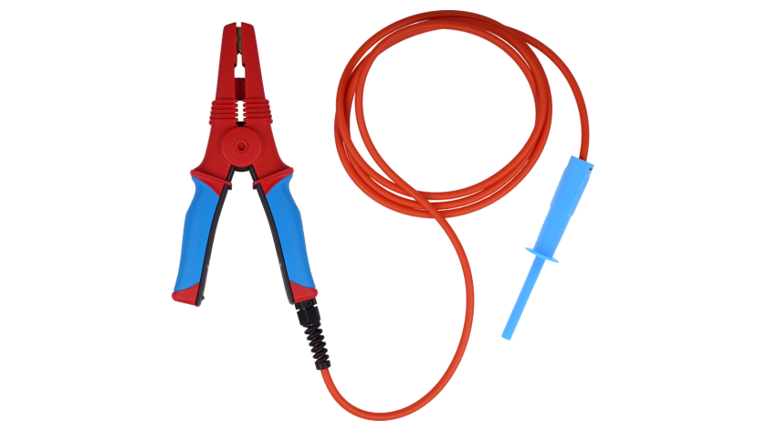 A 1639 BLU-2M5 Cocodrilo azul grande de AT con cable de AT y terminal de AT, 2.5m