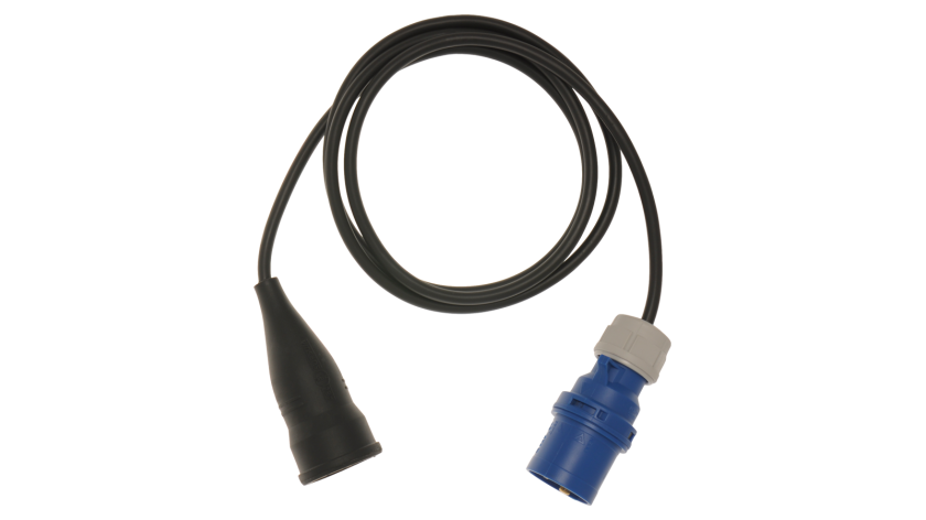 A 1419 Adaptador monofásico 16 A, 3 pin macho / 16 A Schuko hembra, 2 m