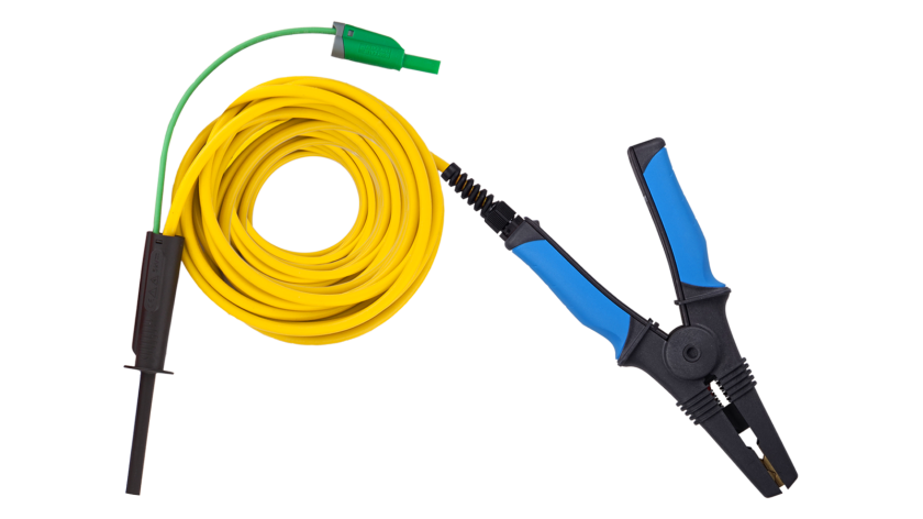 A 1539 BLK 10M JCocodrilo negro grande de AT con cable apantallado de AT y terminal de AT, 10m