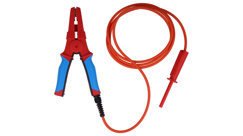 A 1639 RED-2M5 Large red HV test clip with HV cable and plug, 2.5m