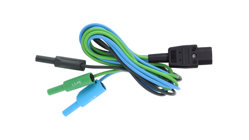 A 1670 3 wire test lead adapter IEC plug to 4 mm banana