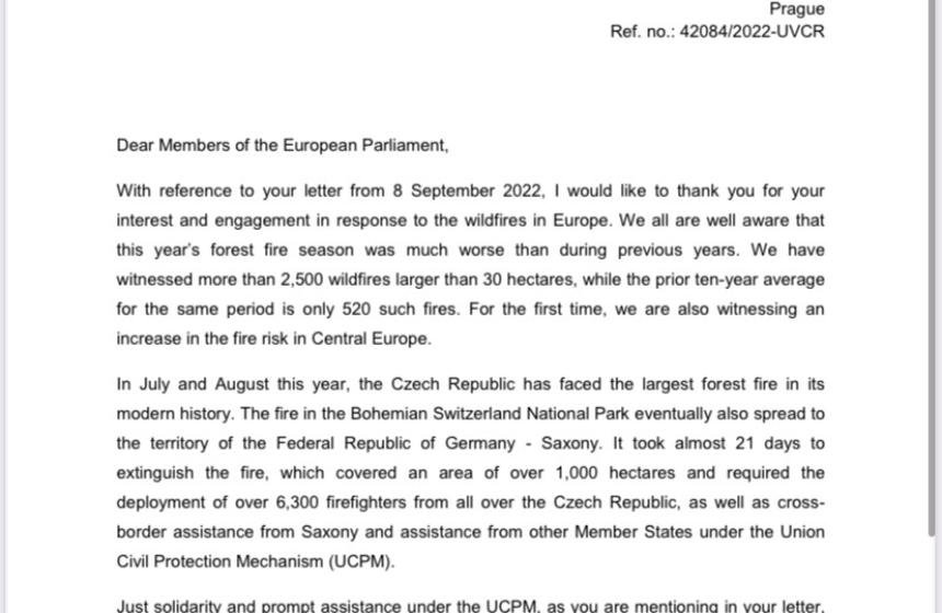 Vir: zajem zaslona, pismo PM Fiale 2022