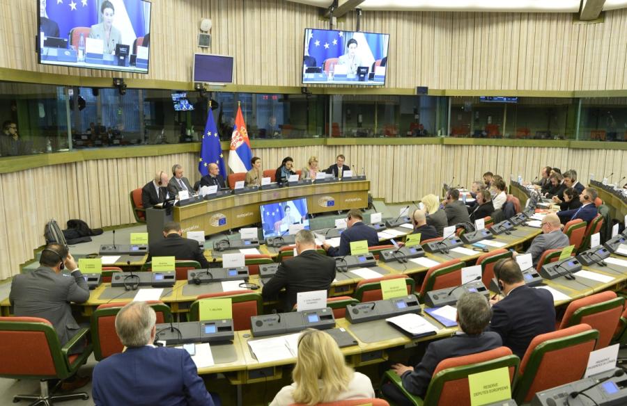 Evropski poslanci na zasedanju z novo sestavo srbske Narodne skupščine v Strasbourgu